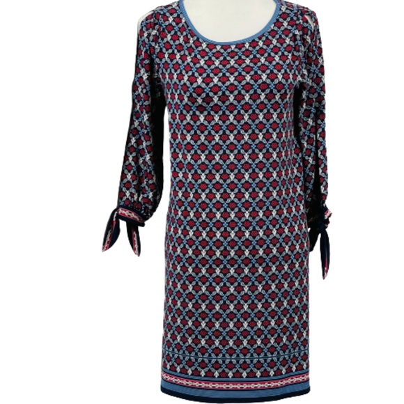 Max Studios Small Dress  Red White Blue Patriotic Print Stretch shoulder… - Picture 1 of 7